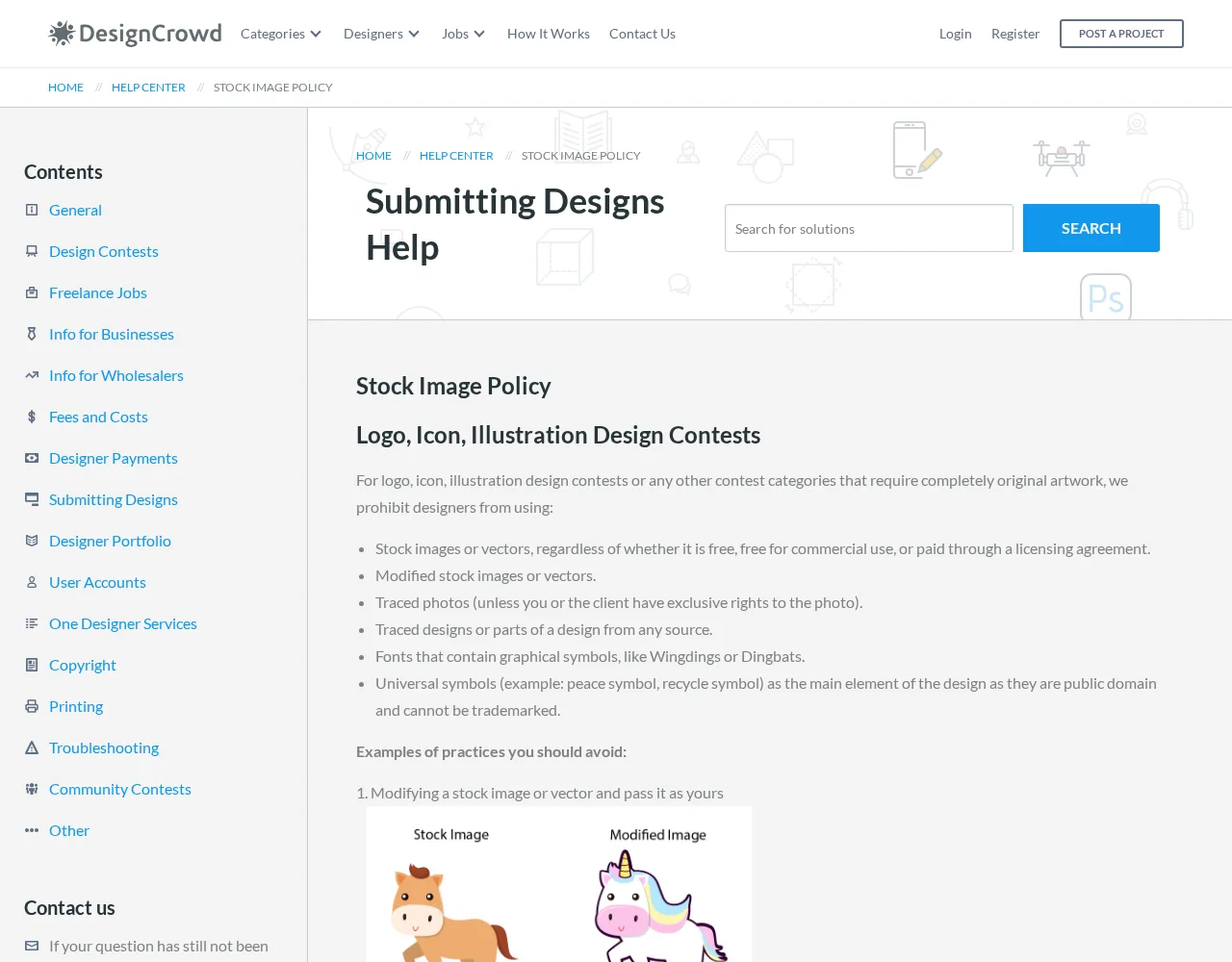 लोगो कॉन्टेस्ट के लिए DesignCrowd स्टॉक इमेज नीति