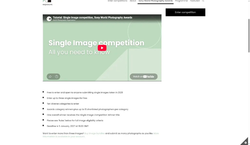 Sony World Photography Awards Single Image official page