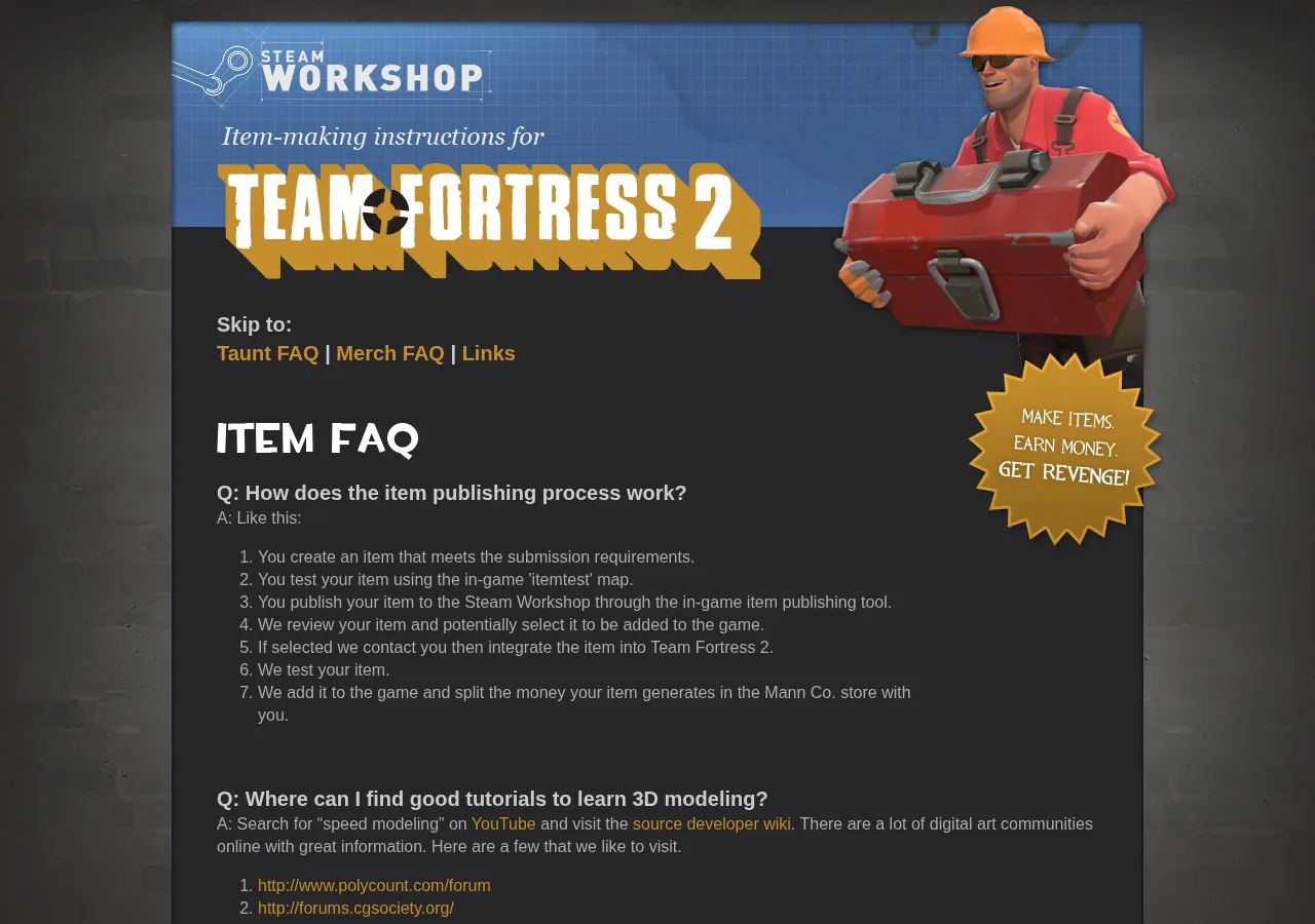 Team Fortress 2 官方创意工坊指南页面